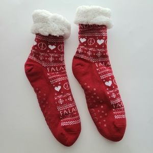 Old Navy Red Christmas Fur Lined Slipper Socks